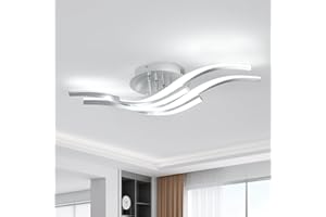 Dorlink Lampara Techo LED 4 Luces, Lampara Techo Dormitorio 32W 2880LM, Plafon LED Techo 6500K Blanco Frío, Lamparas de Techo Salón Plata, Lamparas Techo para Cocina, Comedor, 60CM