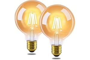 GBLY Pack of 2 LED Light Bulbs E27 Vintage Lamp – G80 Warm White Filament Light Bulb 2700K 4W Edison Retro Light Bulb Warm White Bulb Glass Antique Energy Saving Lamp for Hotel House Café Bar