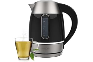 Cecotec Bollitore Elettrico con Schermo Digitale ThermoSense 400 VisionLight. Capacità 1,7 Litri, 2200 W, Interno in Vetro e Acciaio Inox, Schermo Touch, 7 Livelli di Temperatura, Base Girevole a 360º