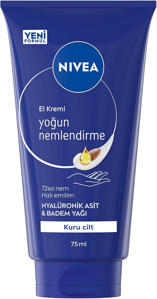 NIVEA Yoğun Nemlendirici El Kremi 72 ml, Hızlı Emilir, Hyaluronik Asit,Badem Yağı, Kuru Ciltler