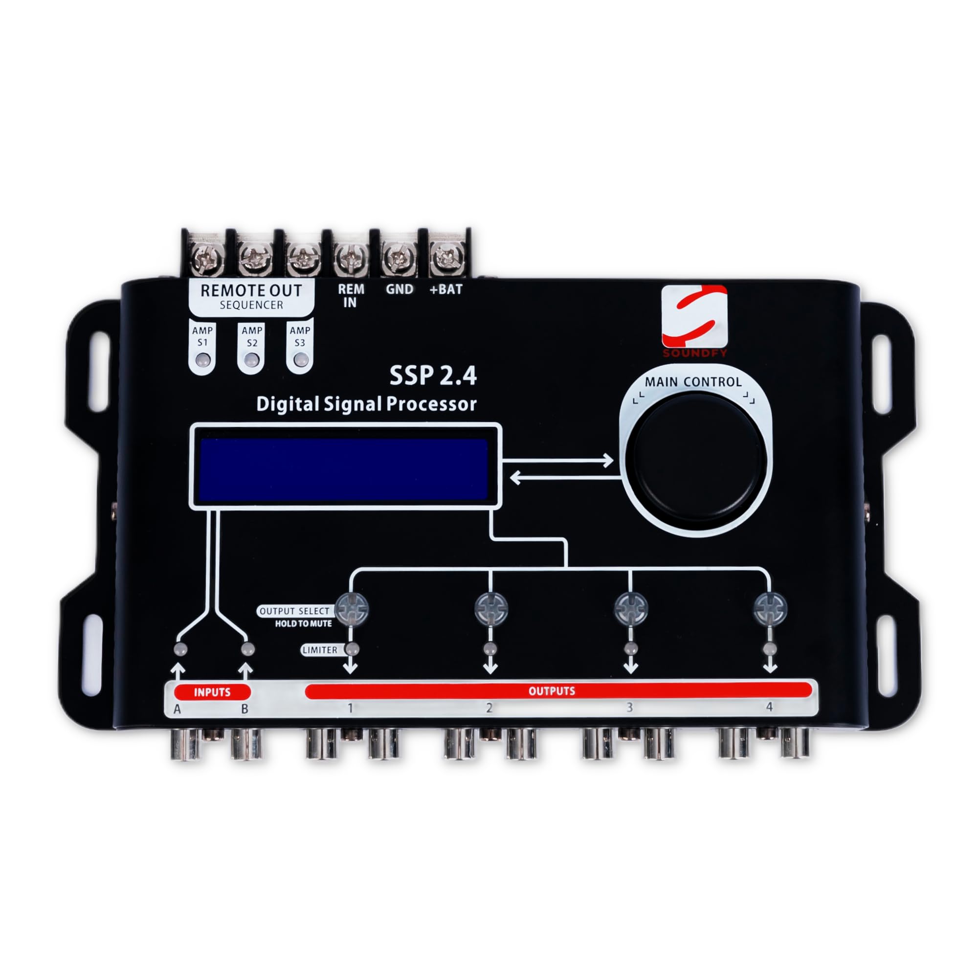 DSP 2.4 Digital Signal Processor & Equalizer – 15-Band Graphic EQ, 2 Input/4 Output DSP, 12 Presets, Built-in Crossover for Car Audio Enhancement