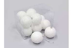 O.T. Weihnachtskugeln Schneeball weiss mit Schnee beschneit Schneekugeln (7cm)