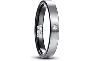 NUNCAD Alliance Couple en Carbure de Tungstène Argent Mat 4mm 6mm Finition Brossée Couple Bague de Mariage pour Homme/Femme Coupe Confortable Taille 54.4(17.3)-72(22.9)
