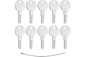 QTMMC 10Pcs Ignition Switch Keys 1051Replacement Compatible with Tri Mark TriMark New Thwaites Dumpers and Machinery Lucas Excavator Ignition Starter Key with 1 Keys Ring