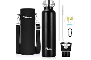 Ryaco Bottiglia Termica per Acqua in Acciaio Inox 560ml 750ml 1000ml, Senza BPA, Borraccia Sportiva Sottovuoto a Doppia Parete, Borracce Termiche per Bambini, Scuola, Ufficio, Sport, Palestra