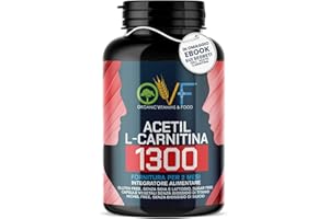 PARAFARMACIA, ORGANIC VITAMINS & FOOD OVF - Acetil L-CARNITINA 1300mg 120cps (2 mesi di fornitura) - La Carnitina Potenzia la Produzione di Energia e favorisce il Metabolismo dei Grassi - Senza Biossido di Silicio - Made in Italy