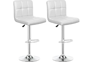 IntimaTe WM Heart Tabourets de Bar pour Petit Déjeuner Stools Moderne de Cuisine en Simili Cuir Chaises Rotatives avec Hauteur Réglable Lot de 2 (Blanc) 5001A05 36 x 43 x 96.5cm