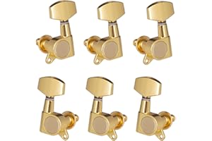 Sunydog 6pcs Sealed Guitar String Pegs Locking Tuners 3L3R Tuning Pegs String Tuners Electric Acoustic Guitar Tuner Machine Heads Knobs 3 Left 3 Right(Gold)