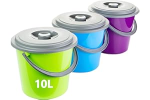 2friends Cubo con tapa, 10 litros, 3 unidades, plástico, apto para alimentos, 3 colores, fabricado en Europa, modelo Nico