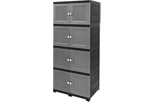 ABBAware Multi-Purpose Storage Unit, Cupboard, Household Cabinet with 4 Extra Large Compartments, Silver