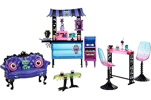 Monster High Coffret Au Cercueil Gourmand Décor De Café Avec 2 Animaux De Compagnie, Mobilier Effrayant, Bar, Viennoiseries Et Des Boissons, Jouet Enfant, Dès 4 Ans, HMV78