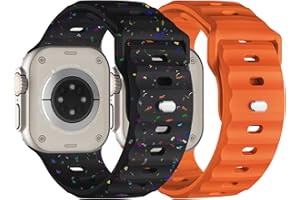 Suitisbest Zestaw 2 pasków zegarkowych, kompatybilność z Apple Watch Ultra 2 / Ultra 49 / 44 / 45 / 42 mm, regulowany silikonowy pasek, metalowy zatrzask, iWatch Series 9, SE, 8, 7, 6, 5, 4, męski