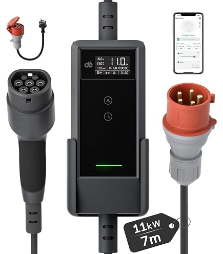 Bosch Power Charge 7000i - Cargador para vehículos eléctricos (VE) - Hasta 11 kW - Cable de carga tipo 2 - Conexión WiFi y Ethernet - Cable de 5 m