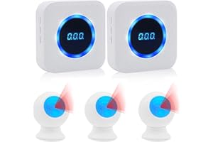 DAYTEE DAYTECH Indoor Motion Sensor Alarm Caregiver Pager Room Bed Alarm and Fall Alarm for Elderly Dementia Patients, Mailbox Alert,2 Chime Receiver and 3 Motion Sensors