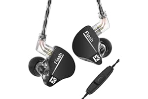 keephifi KBEAR IEM Flash 1BA+1DD Écouteurs HiFi in Ear Monitor, Moniteur Intra-auriculaire avec Couvercle CNC, Pilote Dynamique 10 mm, câble détachable(Noir, avec Micro)
