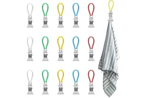 TEOZBLU 15 Piezas Clips Toalla, Clips de Metal para Guardar Toallas de Cocina, Pinzas para Colgar Toallas,Ganchos de Repuesto para Toallas, para Cocina y Baño