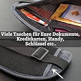 Reise Bauchtasche Hüfttasche mit RFID-Blockierung - Geldgürtel zum Sport, Reisen und Joggen, Verstellbaren Hüftgurt für Damen und Herren - enganliegend und wasserabweisend, CALEDONY Flache Reisegürtel - 