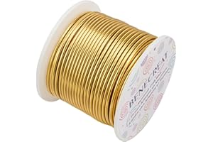 BENECREAT Fil en aluminium de calibre 12 (2mm) fils en aluminium de couleur florale anodisé de 100 pieds (30 m) pour les artisanal de fabrication de bijoux Sculpture - Or clair