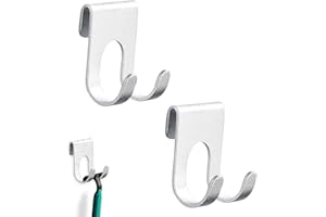 Azwood Shower Razor Holder, 2pcs Self Adhesive Shaver Hangers - No Drilling Aluminium Hook Holder for Towel Bathrobe Loofah Hooks for Bathroom Kitchen - Waterproof & Rustproof