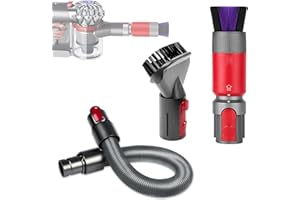 JIDRMC 3 Stück Rückstandsloser Staubpinsel Staubsauger Zubehör Set, Kratzfreie Staubbürste für Dyson Schlauch V7/V8/V10/V11/V15 Zubehör, Verlängerung Flexibler Schlauch für Dyson