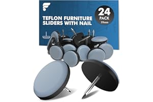 shinfly Teflon Patins pour Chaises/Meubles avec Clous - 24 Pièces, Ø 19 mm, Patins Glisseurs pour Meubles Ronds Bleus en Téflon, Assure Une Connexion Efficace et Protège Vos Meubles et Sols