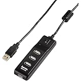 Hama 4-Port USB-2.0 Hub mit Ein-/Ausschalter, kompatibel auch mit Windows 10, schwarz/silber