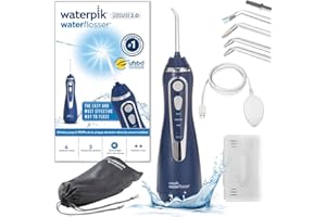 Waterpik Advanced - Hydropulseur Dentaire Sans Fil, Jet Dentaire Portable Rechargeable avec Câble USB, Élimine la Plaque, 3 Niveaux de Pression, Bleu (WP-583EU)