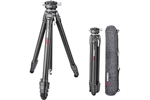 Trípode de cámara, COMAN Zero Y Tripod Carbon Fibre con Cabeza esférica panorámica de 360° y trípode de vídeo Arca Swiss para Todas Las cámaras DSRL, Columna Central cargable hasta 18 kg