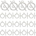 PH PandaHall 40 Sets Platinum Flat Round Tibetan Style Toggle Clasps for Jewellery Making
