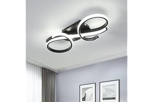 Comely Lampa sufitowa LED, 36 W lampa sufitowa z muzycznym symbolem, żyrandol LED nowoczesny 6500K zimna biel do salonu, sypialni, kuchni i jadalni, czarny