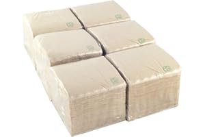 Hostelnovo Lot de 600 serviettes écologiques pour cocktail de la marque Bio-Eco Couleur naturelle Serviette en papier 100 % recyclable Micro-point 10 x 10 cm (pliées) et 20 x 20 cm (dépliées)