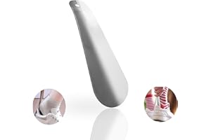 laeeyin Shoe Horn Metal Small 15 cm Shoe Horn Small Short Stainless Steel Shoe Horn Very Stable with Hanging Hole Ergonomic Shape for Men, Women, Children, Seniors, Silver