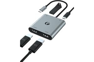 VCOM USB C to Dual HDMI Adapter Support MST, 4K@60Hz and Dual 4K@30Hz, Type C to HDMI Converter with USB 2.0, 100W PD Charging Port, Compatible with Thunderbolt 3 Port, MacBook Pro/Air, iPad Pro