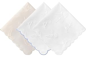 HOULIFE Mouchoirs brodés pour femmes en coton mouchoir floral vintage broderie de fleurs mouchoirs pour dames pour fête de mariage