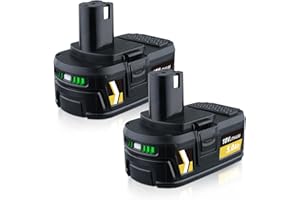 ZEERISA 5.0Ah 18V P108 Lithium Battery Replacement Compatible with Ryobi 18V Battery ONE+ Plus P108 P102 P103 P104 P105 P107 P109 P122 PBP005 RB18L50 Cordless Power Tools (2 Pack)