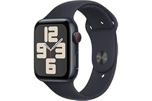 Apple Watch SE (2. Generation, 2023) (GPS + Cellular, 44 mm) Smartwatch mit Aluminiumgehäuse und Sportarmband (M/L) in Mitternacht. Fitness- und Schlaftracker, Unfallerkennung, Herzfrequenzmesser