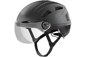 SHINELED Fahrradhelm Herren, Damen Helm mit Magnetischem Visier Abnehmbarer Sonnenschutzkappe und Größenversteller, Schwarz Helm für E-Bike, Mountainbike & Citybike (L-Schutzbrille)