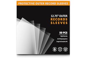 kulloomii Fundas Exteriores para Discos de Vinilo 50uds - 12.75 * 12.75" - Funda Transparente para Vinilos LP de Plástico de Polipropileno de Alta Densidad