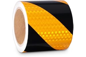 XFXIA Ruban réfléchissant jaune et noir - 10,2 cm x 10,2 m - Ruban adhésif d'avertissement de sécurité visible pour véhicules, voitures, remorques, extérieur