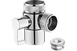 HAHHHHA G1/2 Shower Diverter Valve 3 Way Kitchen Tap Diverter,3 Way T-Adapter Shower Head Diverter Valve for Bath Mixer Tap,Shower Attachment,Universal Sink 3 Way M22 M24 Adapter Zinc Alloy