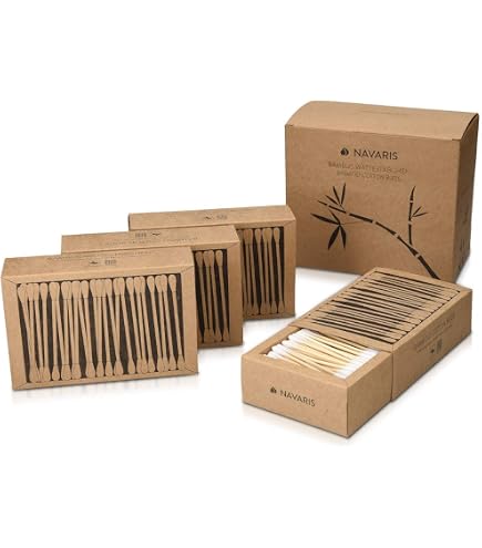 Pandoo Cotton Fioc In Bambù E Cotone, Confezione Da 14 Scatole (2800 Pezzi), 100% Biodegradabili, Vegani, Senza Plastica, 7,5 Cm - 4