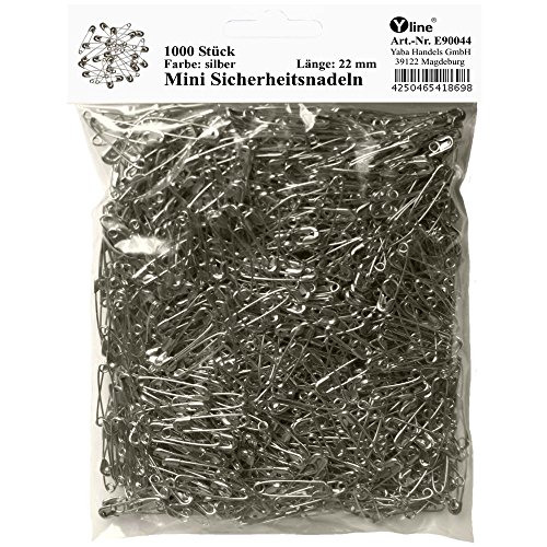 1000 Stück Mini Sicherheitsnadeln klein, silberfarben ca.22 mm, Sicherheits- Nadel Nadeln, E90044