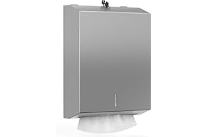‎NICEME NICEME Papierhandtuchspender, Handtuchspender für Papierhandtücher Mit Schloss, für H2- und Z-Falz-Gewebe, Bietet Platz für 350–550 Blatt, Geeignet für Büros, Hotels und Restaurants, Silber