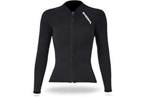 HUIOP 2mm Neoprene Uomo Donna Top da sub con cerniera frontale Mute Giacca a maniche lunghe Top muta per snorkeling Diving Surf Sport acquatici Nuoto,Muta