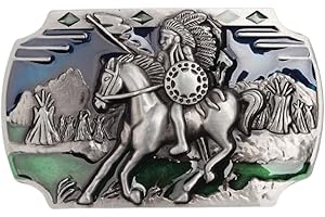 Longcreek Native American Indian Chief Belt Buckle for Men, Indian Warrior Chief Horse Belt Buckle, Norse Viking Horse Belt Buckle, Western Cowboy Belt Buckle, Punk Rock Belt Buckle Gifts