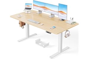 ‎ERGEAR ErGear Height-adjustable desk, 160 x 80 cm, 100 kg load capacity, electric desk with advanced brushless motor, quiet function, robust metal frame, four-piece table top