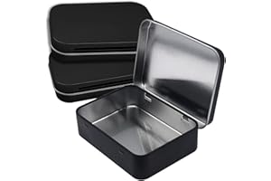 CENCERY 3 pezzi di metallo nero scatola di latta piccola scatola di metallo lattine con coperchi rettangolare vuota Mini scatola di metallo piccola scatola di immagazzinaggio 95 * 60 * 20mm