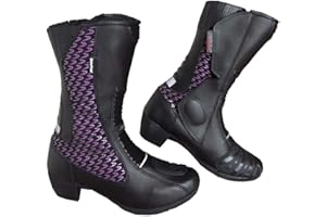 LADIES PURPLE SPEED MAXX WOMENS MOTORBIKE MOTORCYCLE RACING LEATHER SHOES BOOTS