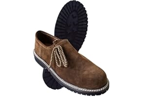 GENERIC Mens Bavarian Shoes Traditional Leather German Shoes Outfit Oktoberfest Costume Brown Size UK6 - UK13