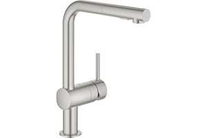 ‎GROHE GROHE Minta, Küchenarmatur 2 Strahlarten (Wasserhahn Küche mit ausziehbarer Brause, 360° schwenkbar, wassersparend dank variabler Mengenbegrenzung, einfache Spülbecken-Montage), edelstahl, 30274DC0